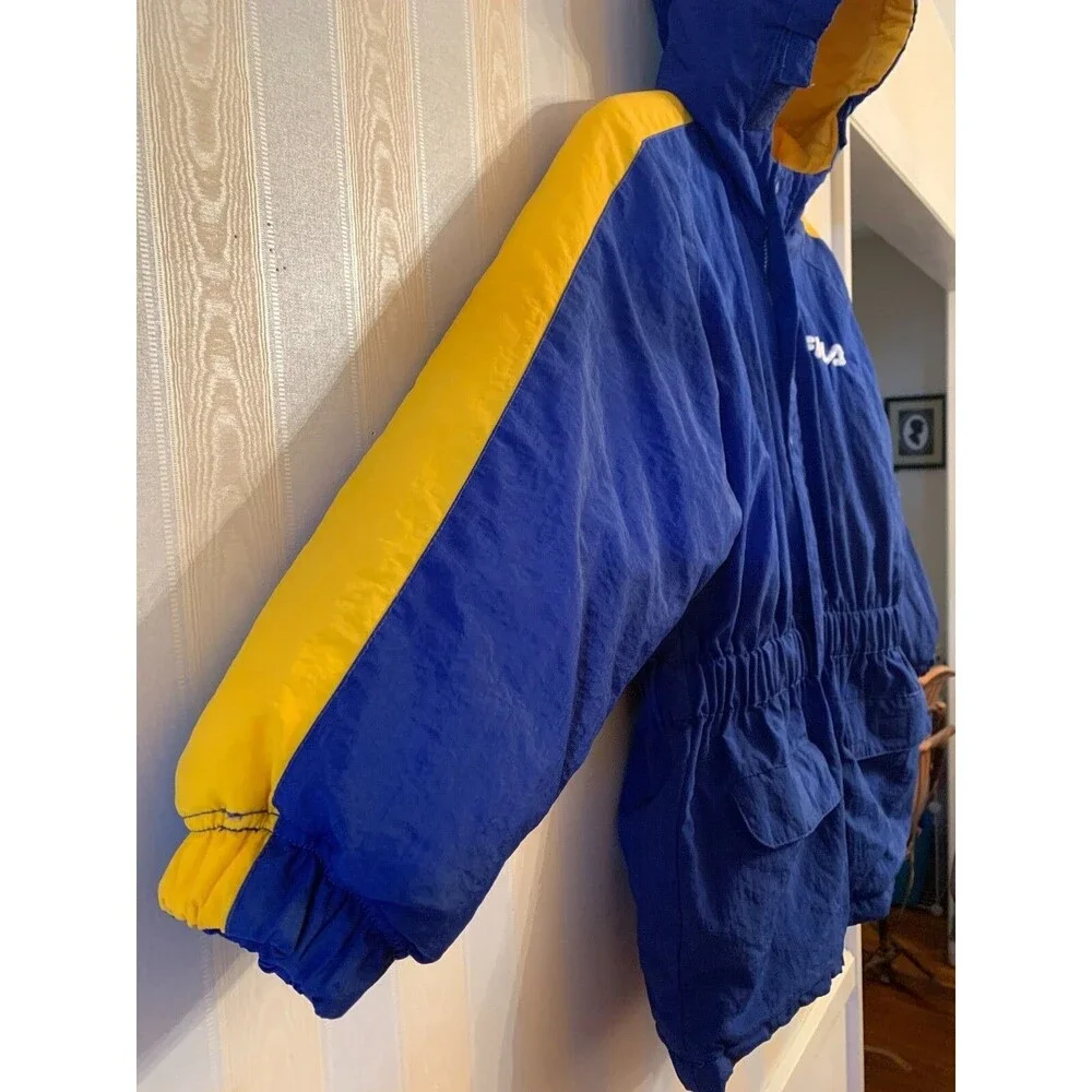 Parka Ski Jacket Boys Blue & Yellow THICK Size Medium Fila EXCELLENT Pre-Owned